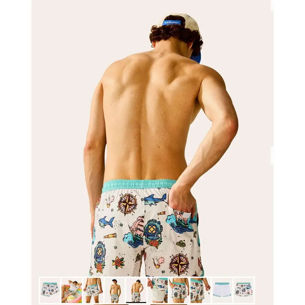 Maamgic SeaBorn Sea Voyage Nautical Print Swim Trunks Men's XL